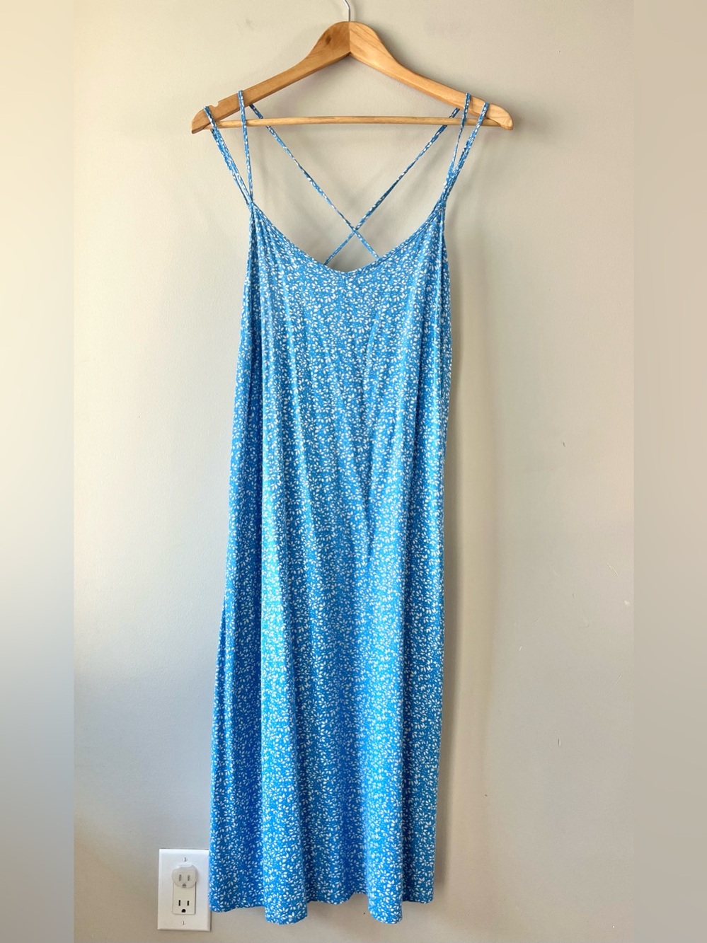 GAP Blue and White Floral Slip Midi Dress Size Medium -Dainty Cottagecore Y2K